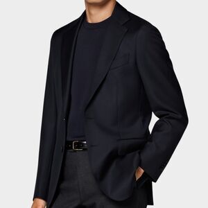 SUITSUPPLY Mens Navy Blazer 46R Sport Coat Two Button Suit Jacket Italian Wool
